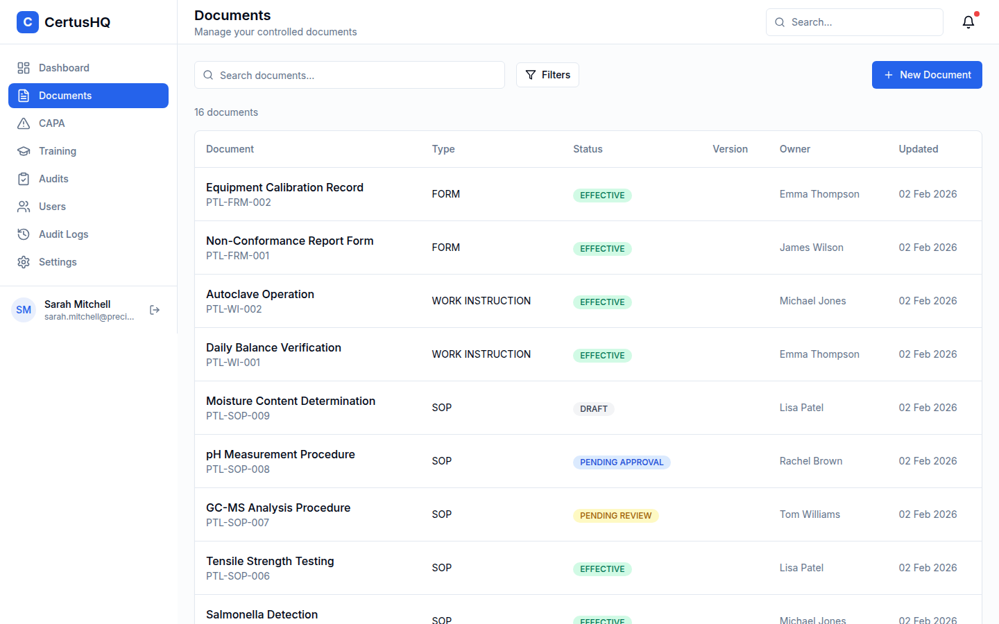 Qualtra Document Control